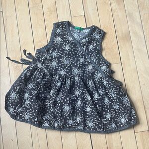 Vintage United Colors of Benetton Cotton Floral Baby Toddler Wrap Dress